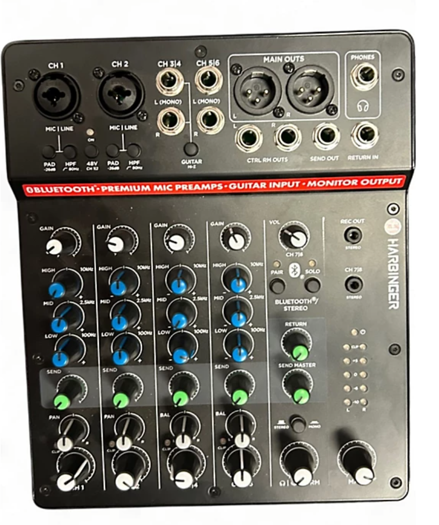 Harbinger LV8 8-Channel Analog Mixer With Bluetooth