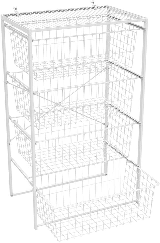 ClosetMaid Wire Basket 4 Drawer Organizer Unit with Shelf for Pantry, Closet, Clothes, Linens, Sturdy Steel, Easy Assembly, White