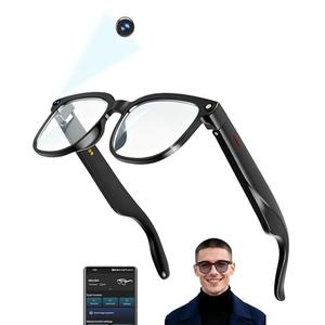MNVOEQ Smart Glasses with Camera 4K, Video Recording.Bluetooth for Men & Women -Hands-Free Recording Glasses with Audio, Al-Powered Wearable Tech