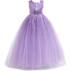 Flower Girls Sequin Dress Bridesmaid Sparkle Formal Wedding Party Birthday Kids Pageant Princess Prom Ball Gown (Purple, 10-11 Years)