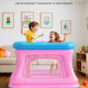 QPAU 3-in-1 Inflatable Bounce House for Toddlers 1-3, Ball Pit & Trampoline, Inflatable Bouncy House with Safety Net, Indoor & Outdoor Bubble Bouncer Baby Play YardBlue & Pink