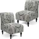 Liykimt Armless Accent Slipper Chair Covers Slipcover,Slipper Chair Without Arms Fabric Stretch Spandex Removable for Armless Chair Furniture Protector Cover for Living Dining Room(2,Gray/Black)