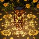 Solar Lanterns Outdoor Waterproof - Decorative Shadow Lantern with Sunflower Butterfly Cut-Out Designs for Garden Patio Yard, Best Women Gifts for Homeowners and Couples - 1 Pack