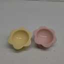 Hushee 2 Pcs Ceramic Raised Cat Bowls 7 oz Flower Shaped Cat Food Dish Stress Free on Neck and Spine Dishwasher Safe Feeding Bowls for Small Kitten