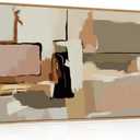 Abstract Neutral Brushstroke Framed Canvas Wall Art Set,Minimalist Beige Toned Color Blend Wall Decor,Modern Color Block Geometric Artwork for Living Room,Bedroom-20 x40