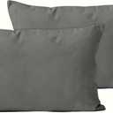 Encasa XO Throw Pillow Covers 12x20 in Set of 2 Grey | No Inserts | Cotton Pillow Covers for Living Room, Bed, Sofa, Couch | Decorative Cushion Covers with Improved Zipper