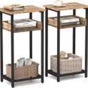 Tall Side Table Set of 2, 30 inch High End Table, Small Entryway Table, Bedside Table for Living Room, Bedroom, Office, Greige