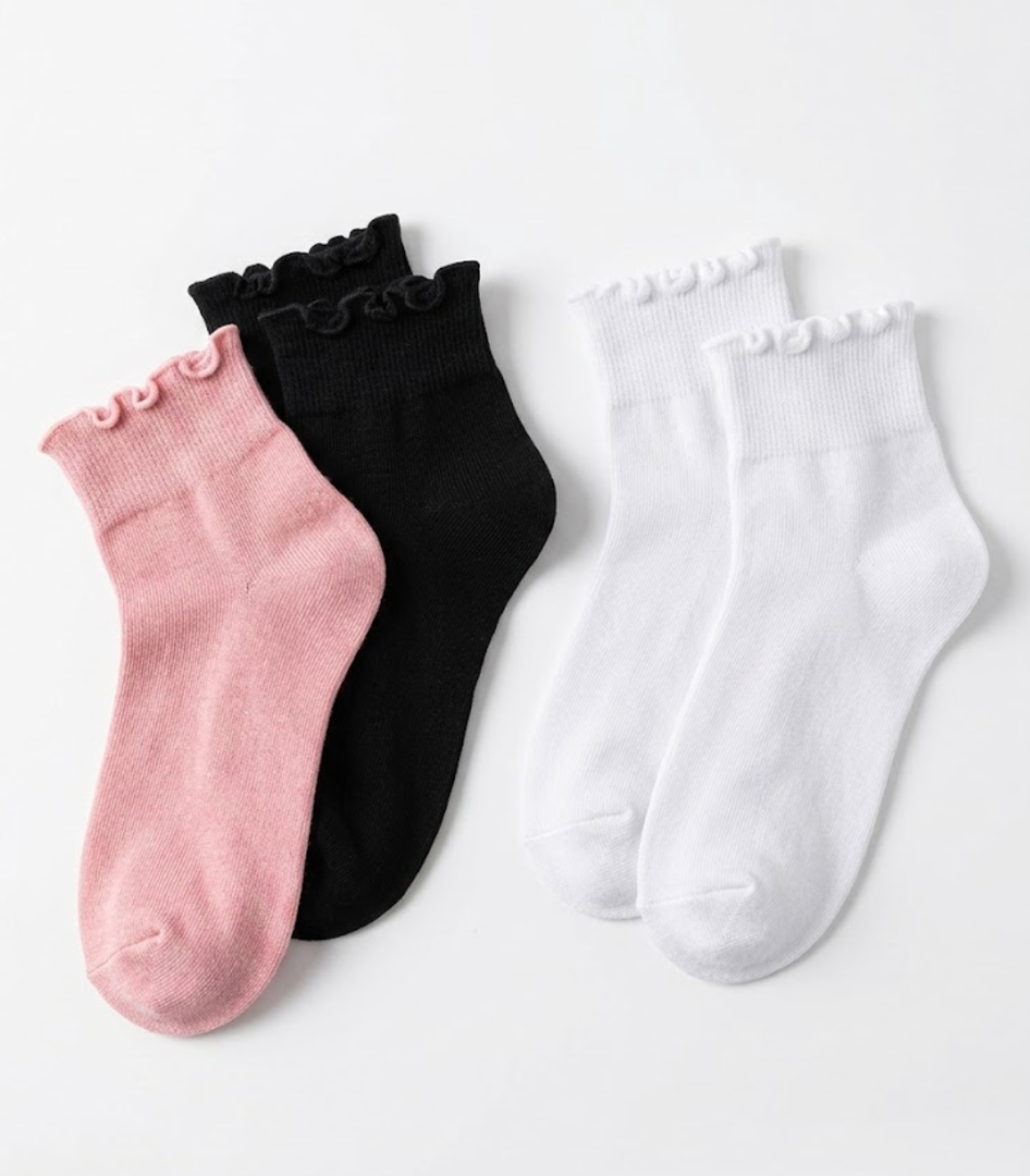 Girls Kids Ruffle Socks Uniform School Dress Frilly Cotton Crew Socks 6 Pairs, M