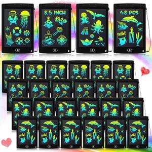 Zhehao 48 Pieces LCD Writing Tablet for Kids 8.5 Inch Doodle Pads Bulk Erasable Drawing Doodle Board Drawing Pads Learning Toy for Valentine Easter Gift Boys Girl Age 3-10(Black)