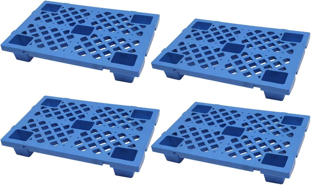 Plastic Pallets,4 Pack Lightweight Pallet,Moisture-Proof Nestable Floor Pallets,Spliceable Outdoor Breathable Grid Platform for Garage Warehouse Supermarket Basement Storage,23.6x15.7x3.9in