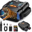 Night Vision Goggles, Night Vision Binoculars for Adults 10X Digital Zoom 7X Infrared Binoculars with 64GB TF Card for Photos and Videos, Ideal for Outdoor Camping and Wildlife Observation