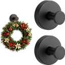 2-Pack Suction Cup Hooks, Strong Vacuum Adhesion Shower Hooks for Bathroom, Kitchen, Tile & Glass, Reusable Damage-Free Hanger for Towel, Robe, Christmas Wreath
