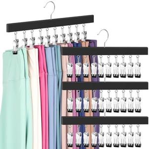 Legging Organizer for Closet, Pants Hangers with Clips Holds 20 Leggings, Jeans, Hats, Shorts, Socks, 360° Rotating Space Saving Hanging Clothes Organizer for Closet Organizers and Storage 4Pcs