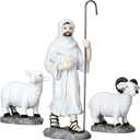 Suzile 3 Christmas Nativity Figurines Set Shepherd Jesus Indoor Decoration Resin Nativity Figurines for Tabletop Collectibles Countertop Statue Miniatures Decorative Crafts