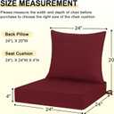downluxe Outdoor Chair Cushions 24x24 with Removable Cover, Waterproof Patio Furniture Cushions, Deep Seat Cushions for Outdoor Furniture with Backrest for Sofa, Couch and Patio Chairs, Burgundy