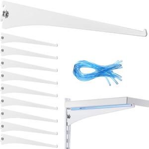 Gisafai 10 Pack Shelf Bracket Adjustable Shelving Brackets Single Track Twin Track System Metal Stand for Shelving Shelf Standard Stand for Stores Closet Kitchen(White,16 Inch)