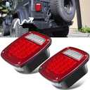 LIMICAR RV Tail Lights, Square 43 LED Trailer Lights, 2PCS Red/White Stop Turn Back up Reverse Tail Lights w/License Plate Light for Truck Trailer Jeep YJ TJ JK CJ