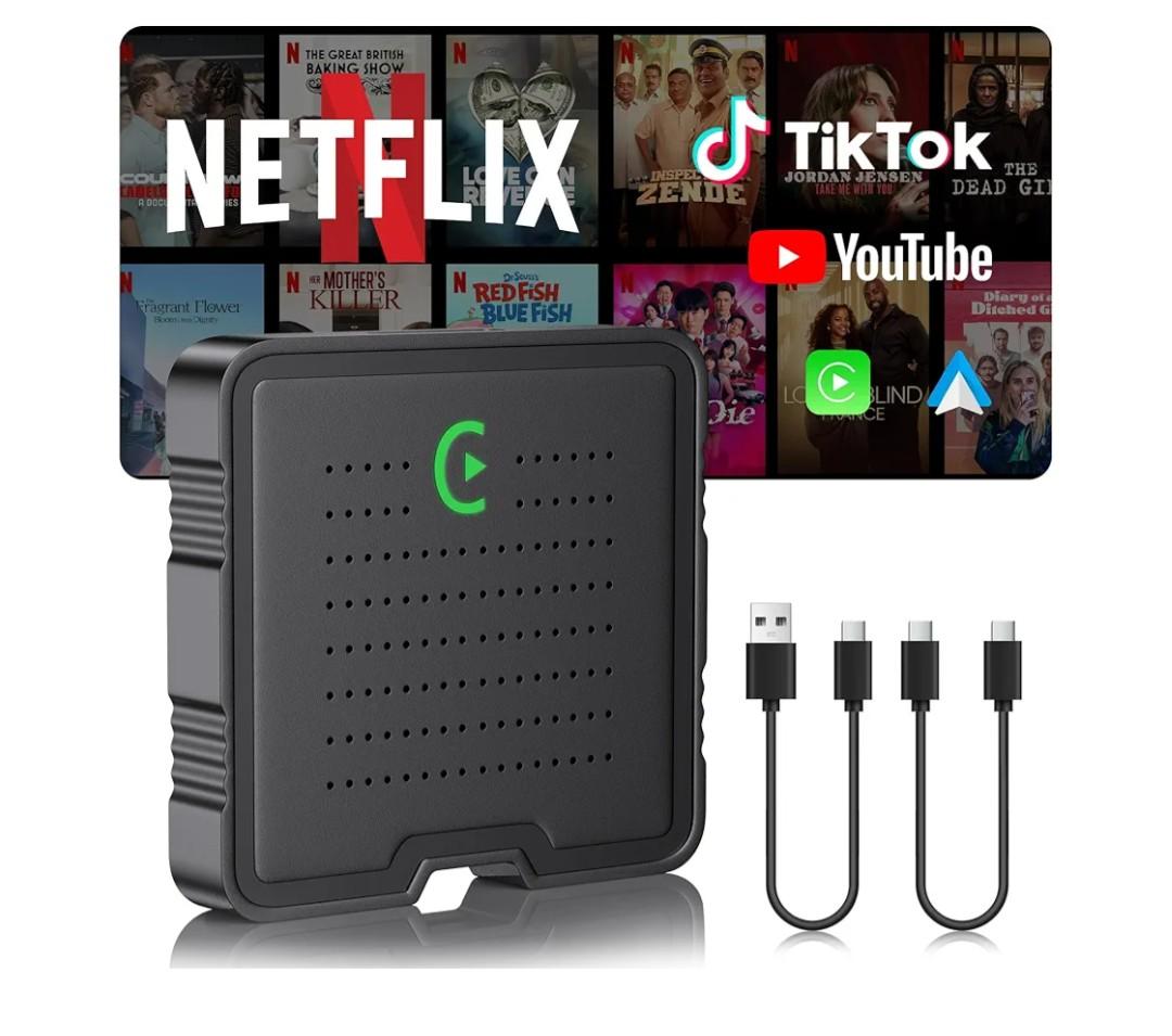 Wireless CarPlay Adapter for Convert Wired to Wireless Car Play Adapter Fast Stable Connection 2025 Upgrade Ai Box Car Play Support Netflix, YouTube, TF Card Plug Connection, Cars from 2015 & iOS 10+