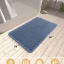AMOAMI Upgraded Waffle Bath Mat, Super Absorbent Non Slip Bath Mats for Bathroom Floor, Machine Washable Bathroom Rugs with Tassels, Rubber Backed Bathroom Mats, Ultra Soft, 24" x 36", Blue