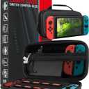 Orzly Carry Case Compatible with Nintendo Switch and New Switch OLED Console - Black Protective Hard Portable Travel Carry Case Shell Pouch with Pockets for Accessories and Games