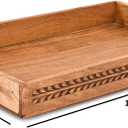 Nirman Serving Trays Acacia Wood Engraved Designer Tray with Handles | Elegant Gift for Home Decor, Hosting, Parties (15" x 10" x 1.75")