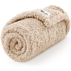Luciphia Premium Fleece Dog Puppy Blanket Soft Pet Sherpa Calming Cat Blanket Throw for Small Medium Dog Cat(Beige,30x20 inches)