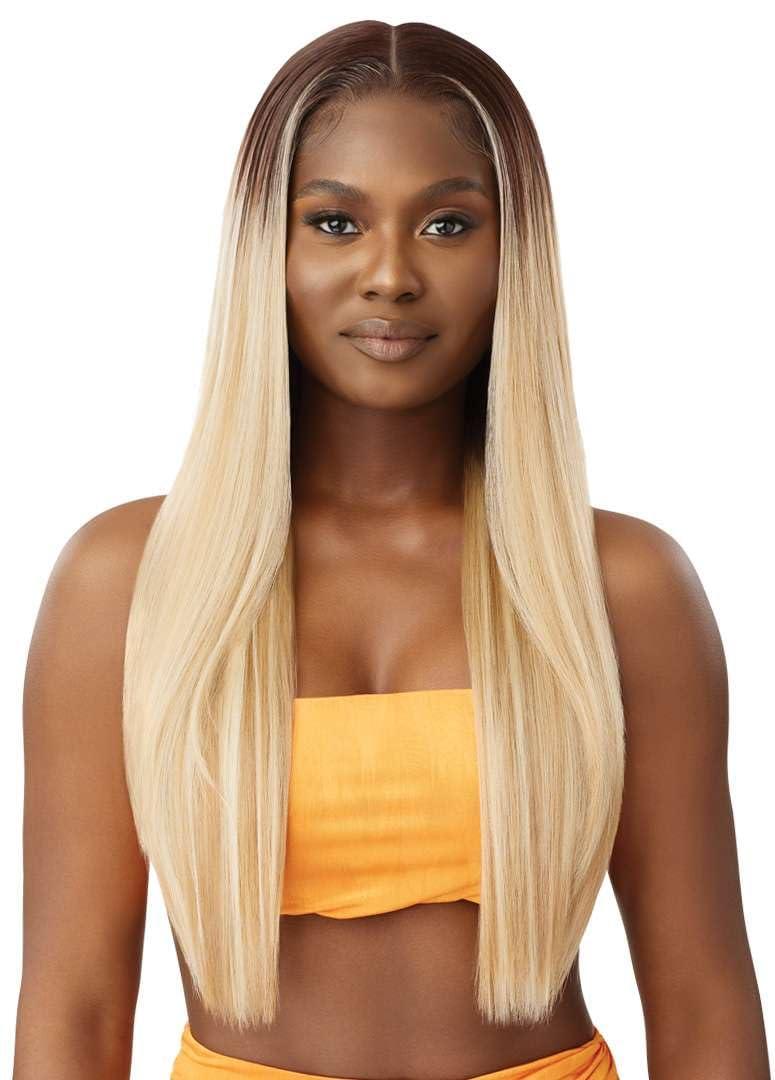 Outre Airtied 100% Fully Hand-Tied Wig - Human Hair Blend - Sleek Yaki 28" (DRST MAPLE BROWN)
