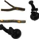 2pc Parrot Perch Stand with Suction Cup, Natural Wood Bird Perch, Adjustable 5.9 Inch for Small and Medium Birds, Promotes Healthy Beaks and Nails, fit for Bird, Cockatoo, Macaw, Parakeet