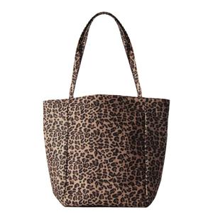 Copajama Faux Suede Tote Bag for Women - Versatile, Lightweight Shoulder Purse with Large Capacity, Leopard