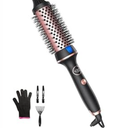 Thermal Hair Brush for Blowout Look, 1.5 Inch Heated Round Brush for Natural Curl, Ionic Curling Iron Brush with Dual Voltage, Volumizing Smoothing Hot Round Brush, Black 