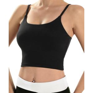 ECOPARTY Sports Bras for Women Quick-Dry Padded Wirefree Workout Crop Cute Tank Tops Camisole Yoga Fitness Running Gym (Small, Black)