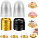 200 Pcs Mini Cake Containers, Clear Plastic Cupcakes Containers Muffin Mooncake Holder, Mini Cupcake Boxes with Dome Lid for Cheese Pastry Dessert Mooncake (100 Gold,100 Black)