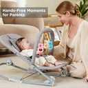 HKAI Rocking Baby Bouncer with Canopy, 2-Mode Rocking & Rolling Infant Seat, Portable Baby Chair for 0-18 Months, Grey