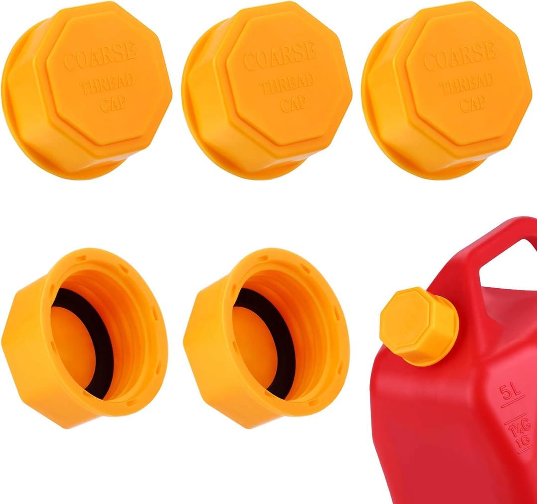 6PCS Gas Can Caps, 5 Gallon Gas Can Cap Replacement, Universal Coarse Thread Gas Cap for Gasoline, Portable Gas Tank Lid for Improved Sealing and Transportation