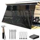 RV Awning Shade Screen with Zipper 9'X19'3'' - Black Mesh Camper Awning Shade Screen, Universal Trailer Camper RV Awning Sun Shade Screen - Comes with Ground Nail Hammer Set