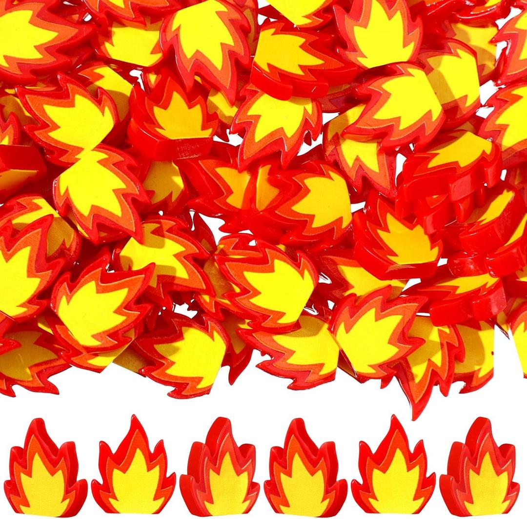 50 Pcs Mini Resin Fire Miniature Flame Figurines Small Fake Fire Decor Flame Gifts Tiny Campfire Model Village Town Fireman Firetruck Accessories for DIY Craft Landscape