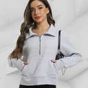 XFIFM 1 Pack Womens Sweatshirt Half Zip Cropped Pullover Fleece Quarter Zipper Hoodie 2025 Fall Fashion Outfits Clothes, Light Gray, S