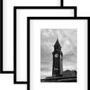 Wiscet 16x20 Picture Frame Set of 3, Display Pictures 11x14 with Mat or 16 x 20 Poster Frame Without Mat, Wall Gallery Photo Frames, Black
