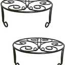 ILTreFlo 1 Pack Iron Plant Stand Low Profile,13 Inch Diameter Wide Round Metal Flower Stand for Indoor Outdoor Large Plants, Short Heavy Duty Display Holder for Wide Pots, Patio Garden Home Decor,Rustproof Matte Black(2 Pack 13 Diameter 5 inches Tall