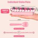 100 Pack Mini Cake Pans with Lids and Spoons, Disposable Aluminum Foil Cake Tins6.8oz Individual Small Cake Baking Containers for Party, Wedding, Birthday