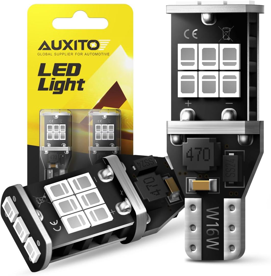 AUXITO 912 921 LED Bulb Red, Third Brake Center High Mount Stop Light, Canbus Error Free T15 906 904 922 W16W LED Bulbs, Exterior Center High Mount Stop Red 3rd Brake Tail Lights (Pack of 2)