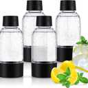 meekoo 4 Pcs Soda Carbonating Bottles Clear Plastic Soda Maker Bottle Compatible with Isoda Drinkmate Maker for Kitchen Home Party Carbonated Drinks Beverages(0.5 Liter)