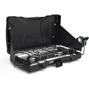 Coleman Triton 2-Burner Propane Stove, Portable Camping Cooktop with 2 Adjustable Burners & Wind Guards, 22,000 BTUs of Power for Camping, Tailgating, Grilling, BBQ, & More