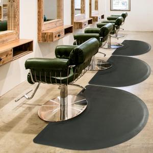 Salon Mat for for Hairstylist 3'x5' Barber Shop Anti-Fatigue Salon Standing Chair Mat - Black Semi Circle 1/2" Thick Comfort Salon Mat, Hair Cutting Hairdressing Equipment (3x5x1/2")