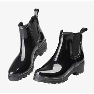 Women's Short Rain Boots Waterproof Slip On Ankle Chelsea Booties, Size 40