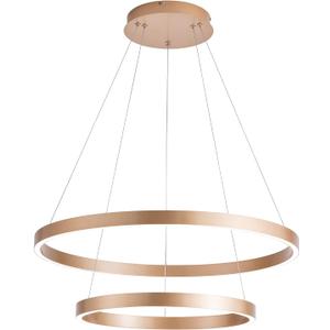 MADEM Modern LED Chandelier 2-Ring Circular Dimmable Pendant Light Contempoary Chanderlier Flush Mount Pendant Lighting for Living Room Dining Room, Bedroom,3000K-6000K, Gold, 60W