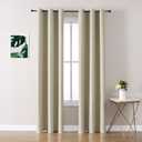 ChrisDowa Grommet Room Darkening Curtains for Bedroom and Living Room - 2 Panels Set Thermal Insulated Blackout Curtains (Beige, 42W x 84L)