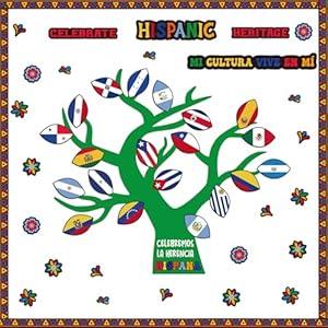 Kosiz 50 Pcs Hispanic Heritage Month Bulletin Board Set Celebrate Hispanic Heritage Month Decoration Classroom Wall Statement Spanish Classroom Decor for School Home Wall Decor