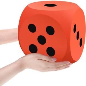 Shappy 7.9 Inches Foam Dice Fun Filled Large Educational Toy Kawaii Giant Dice Jumbo Decorative EVA Foam Big Square Building Blocks for Board Game Learning Sessions (1 Pc, Orange)