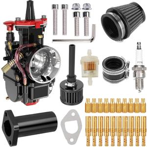 PWK28 30MM Carburetor Kit  Perfect Upgrade for Predator 196cc 212cc, Coleman Powersports CT200 BT200 MB200, KT196 Twister, 80T Go Kart (BLACK)